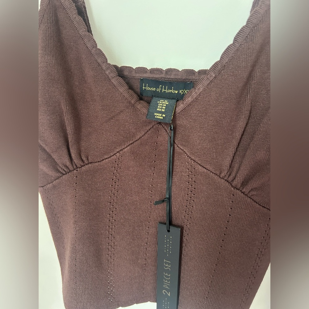 House of Harlow 1960 Brown knit tank top and flare maxi Skirt two piece set - Picture 6 of 9